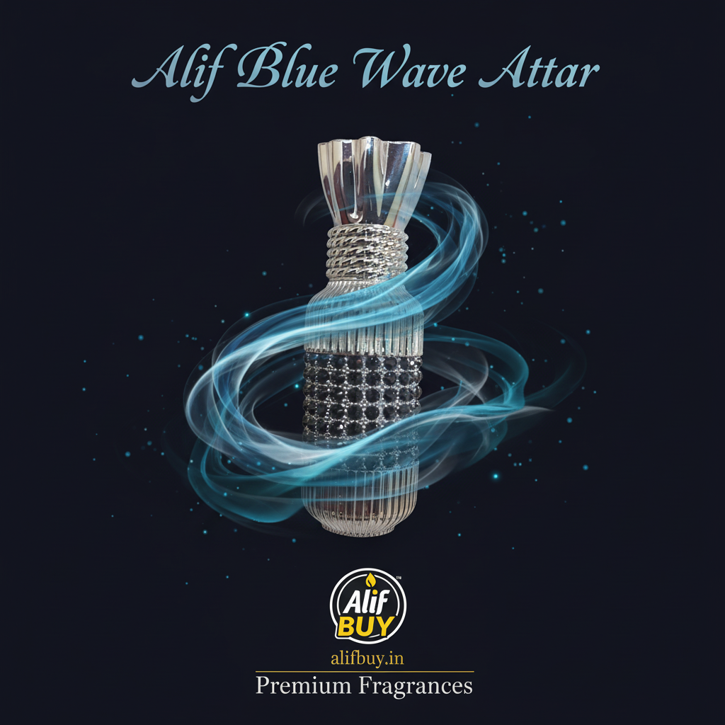 Alif Blue Wave Attar Poster