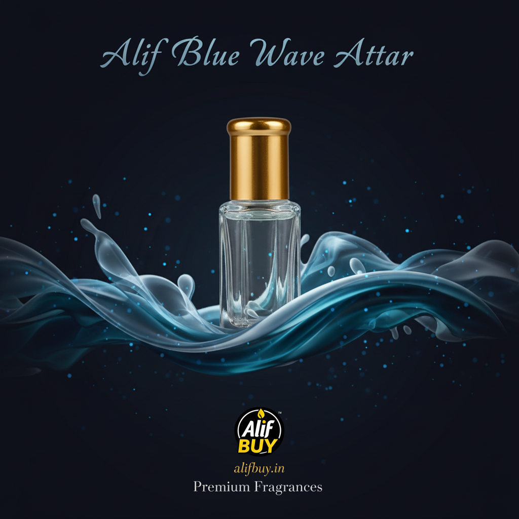 Alif Blue Wave Attar Poster