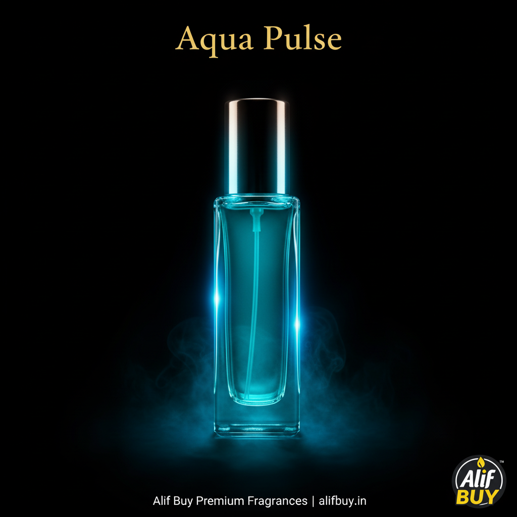 Aqua Pulse Perfume – Cyan Blue Bottle