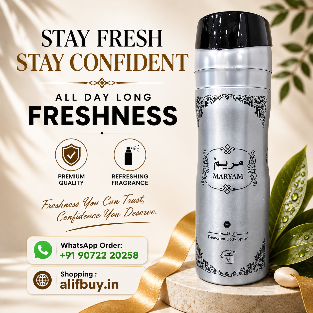 MARYAM Deodorant Body Spray Stay Fresh • Stay Confident