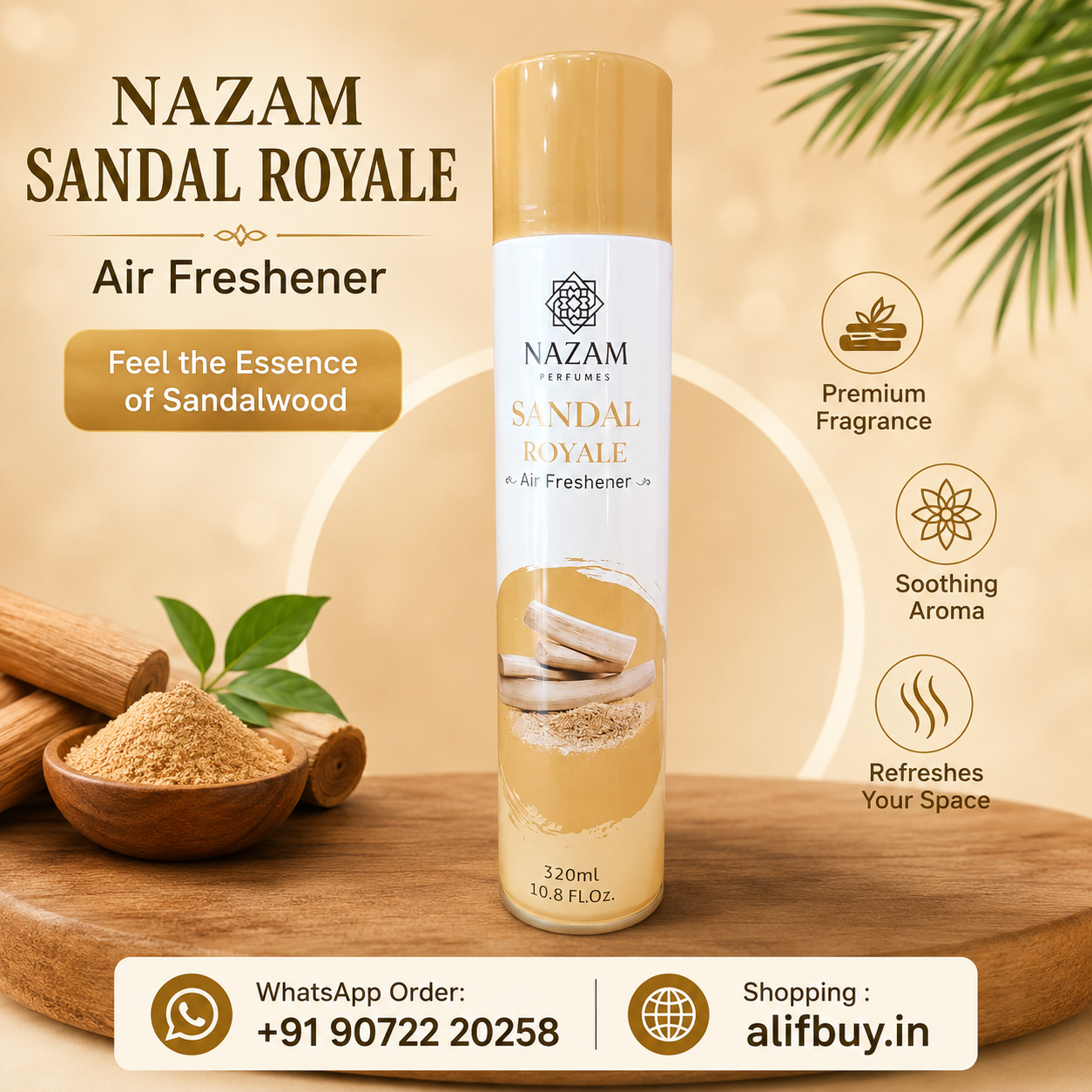 Nazam Perfumes - Air Freshner Sandal Royale 320ml