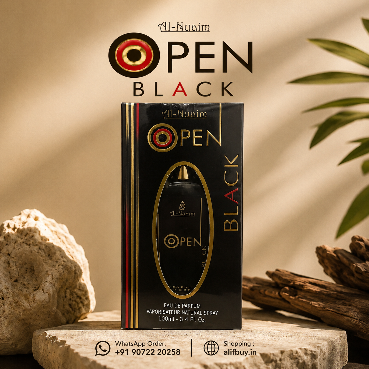 Al Nuaim Open Black EAU De Parfum Vaporisateur Natural Spray 100ml
