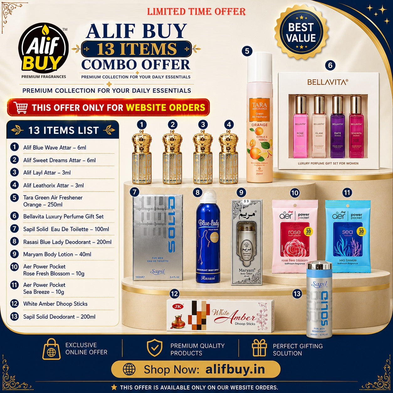 ALIF BUY – 13 ITEMS COMBO OFFER - Exclusively for website orders only.
