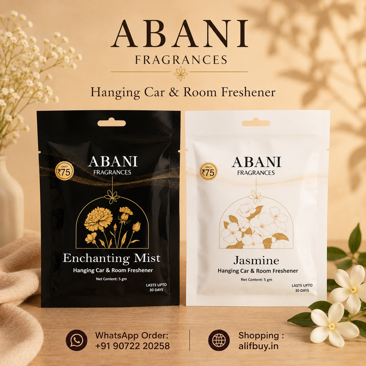 Abani Fragrances Hanging Car and Room Freshener