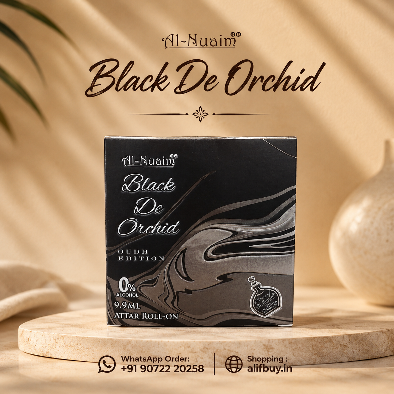 Al Nuaim Black De Orchid Oud Edition Attar Roll-on 9.9 mle