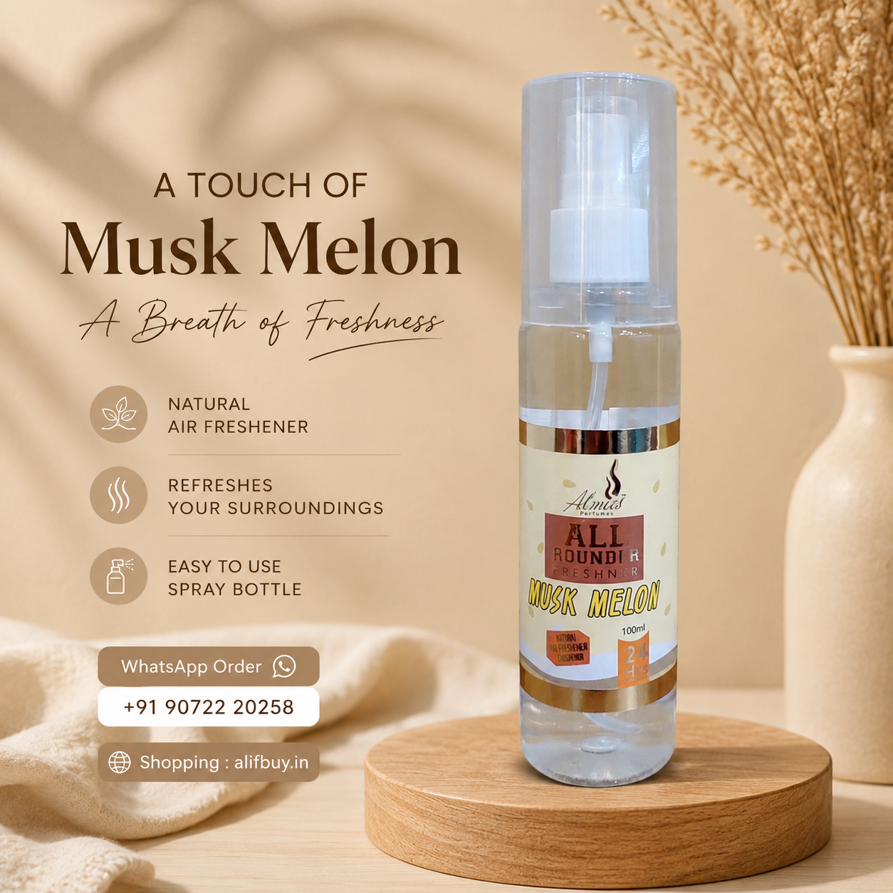 Almas Perfumes All Rounder Freshner Musk Melon 100ml