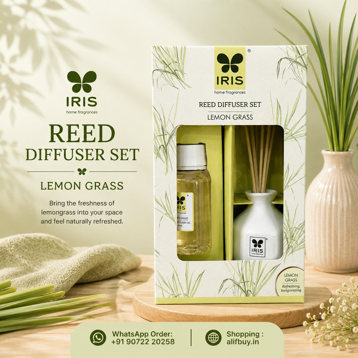 IRIS Reed Diffuser Set Lemon Grass 60 ml